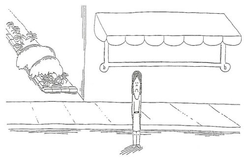 Lonely L walking sadly along